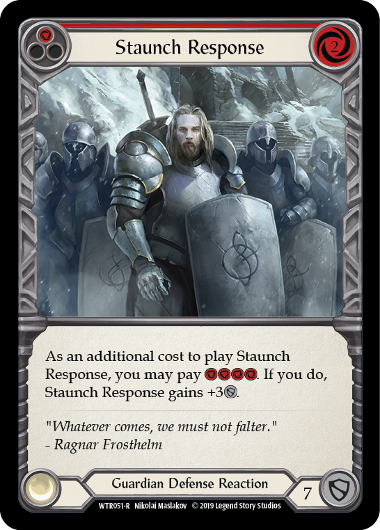 Staunch Response (Red) [WTR051-R] Alpha Print Rainbow Foil | Pegasus Games WI