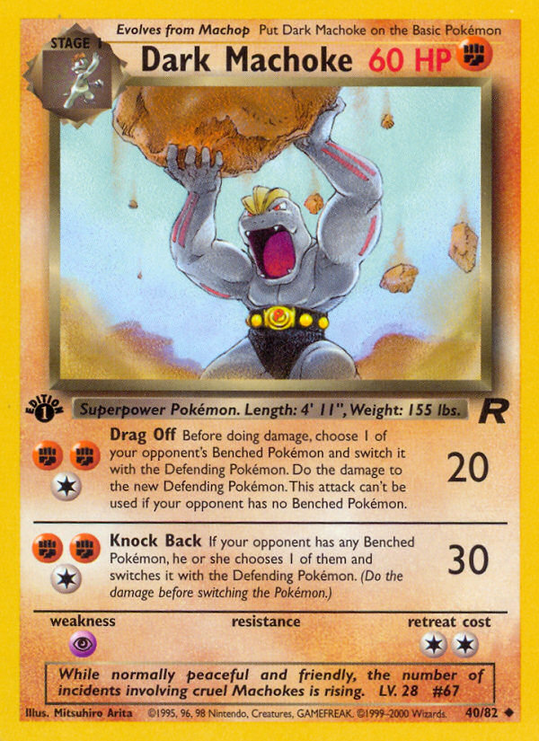 Dark Machoke (40/82) [Team Rocket 1st Edition] | Pegasus Games WI