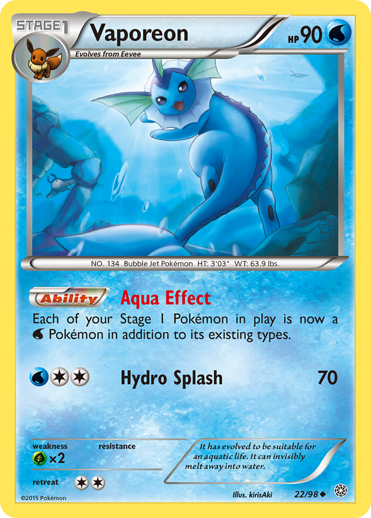 Vaporeon (22/98) [XY: Ancient Origins] | Pegasus Games WI