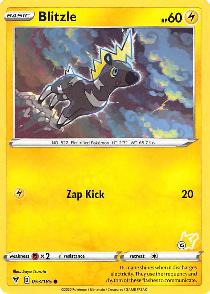 Blitzle (053/185) (Pikachu Stamp #15) [Battle Academy 2022] | Pegasus Games WI