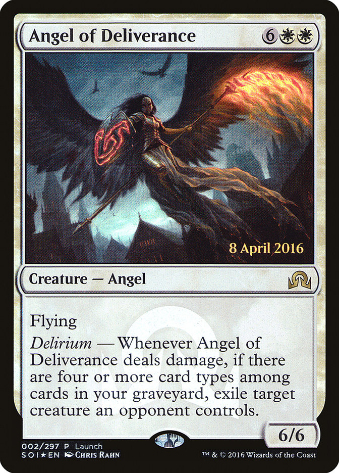 Angel of Deliverance (Launch) [Shadows over Innistrad Promos] | Pegasus Games WI