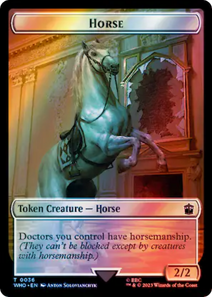 Horse // Clue (0053) Double-Sided Token (Surge Foil) [Doctor Who Tokens] | Pegasus Games WI