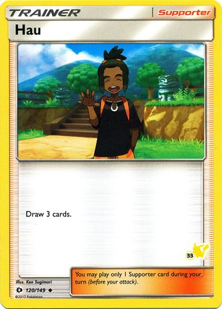 Hau (120/149) (Pikachu Stamp #33) [Battle Academy 2020] | Pegasus Games WI