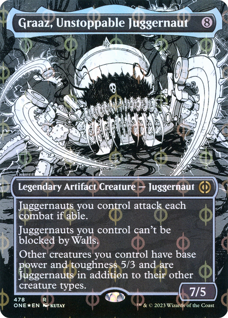 Graaz, Unstoppable Juggernaut (Borderless Manga Step-and-Compleat Foil) [Phyrexia: All Will Be One] | Pegasus Games WI