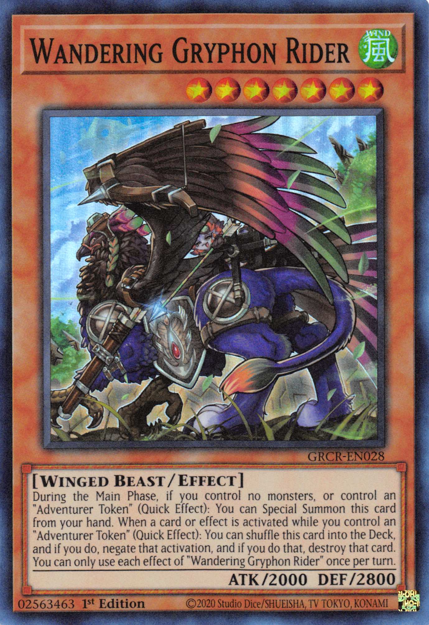Wandering Gryphon Rider [GRCR-EN028] Super Rare | Pegasus Games WI