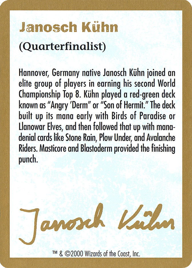 Janosch Kuhn Bio (2000) [World Championship Decks 2000] | Pegasus Games WI