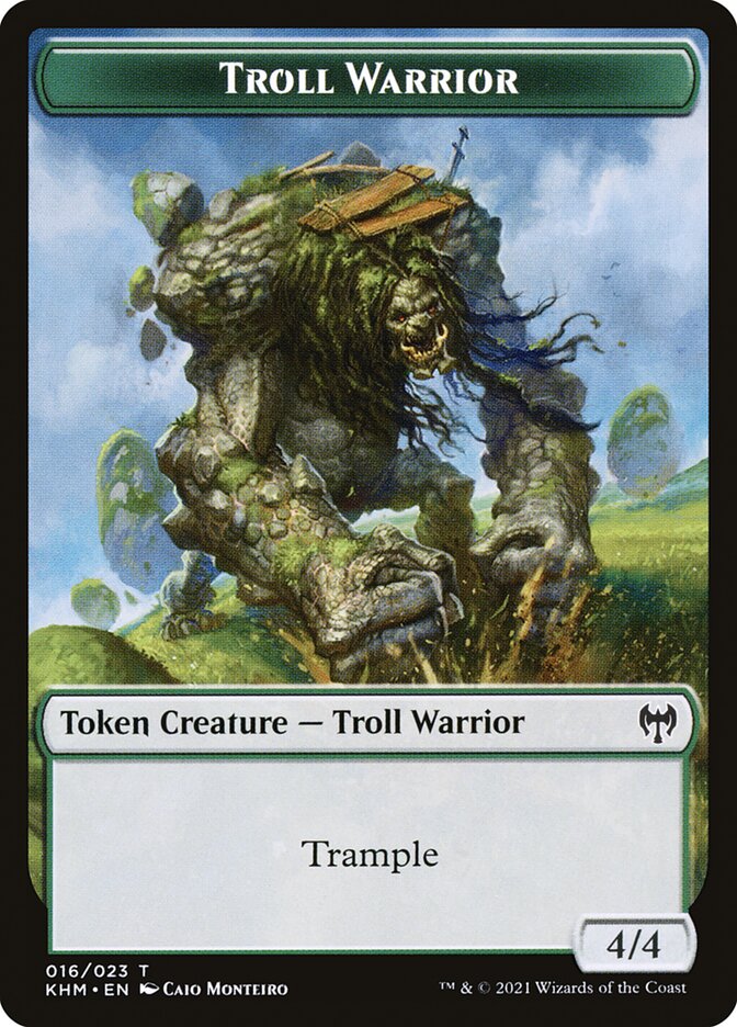 Elf Warrior // Troll Warrior Double-Sided Token [Kaldheim Tokens] | Pegasus Games WI