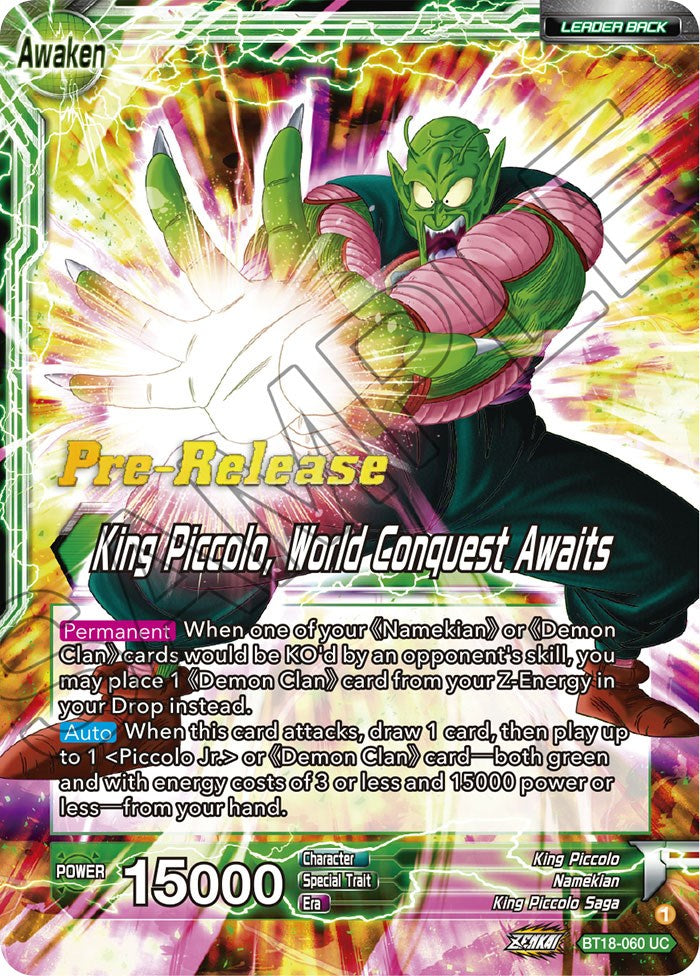 King Piccolo // King Piccolo, World Conquest Awaits (BT18-060) [Dawn of the Z-Legends Prerelease Promos] | Pegasus Games WI