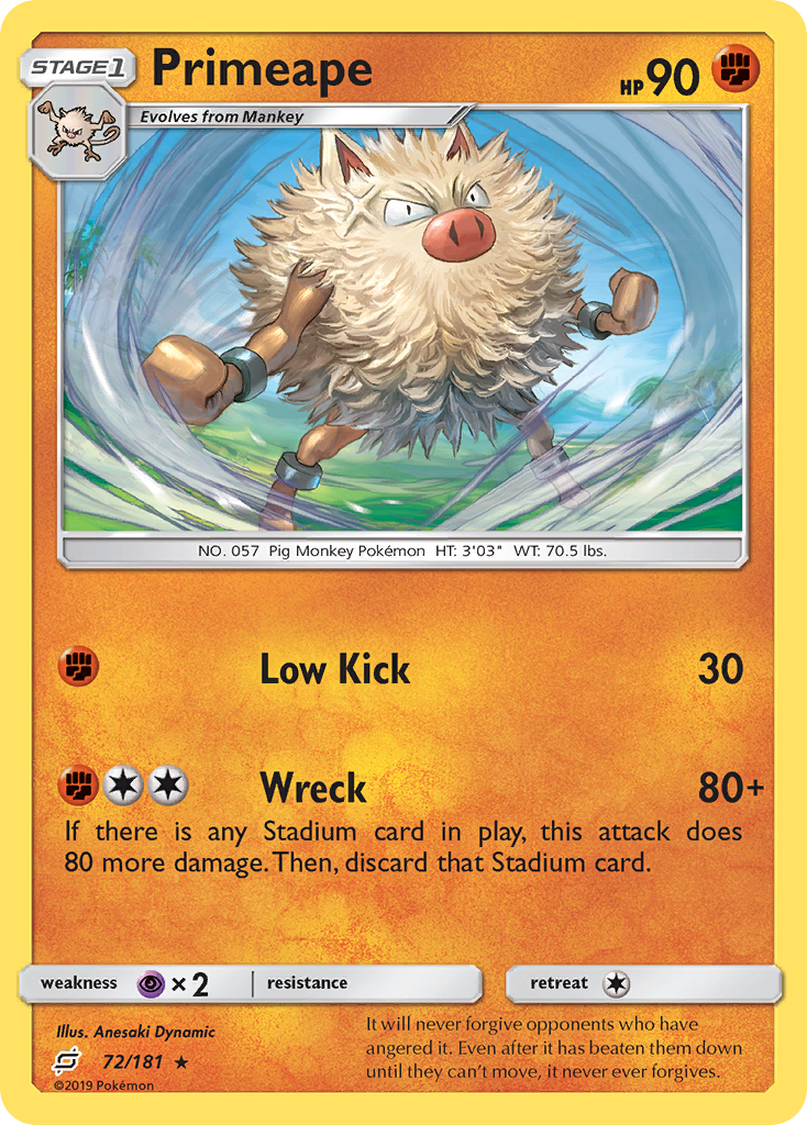 Primeape (72/181) [Sun & Moon: Team Up] | Pegasus Games WI