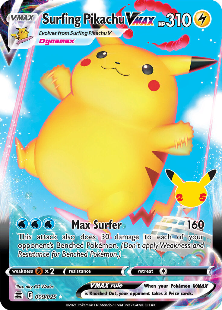 Surfing Pikachu VMAX (009/025) [Celebrations: 25th Anniversary] | Pegasus Games WI