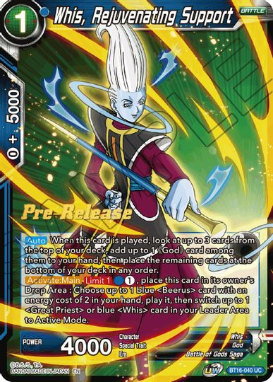 Whis, Rejuvenating Support (BT16-040) [Realm of the Gods Prerelease Promos] | Pegasus Games WI