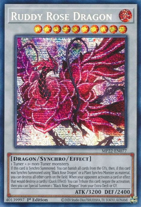 Ruddy Rose Dragon [MP22-EN077] Prismatic Secret Rare | Pegasus Games WI