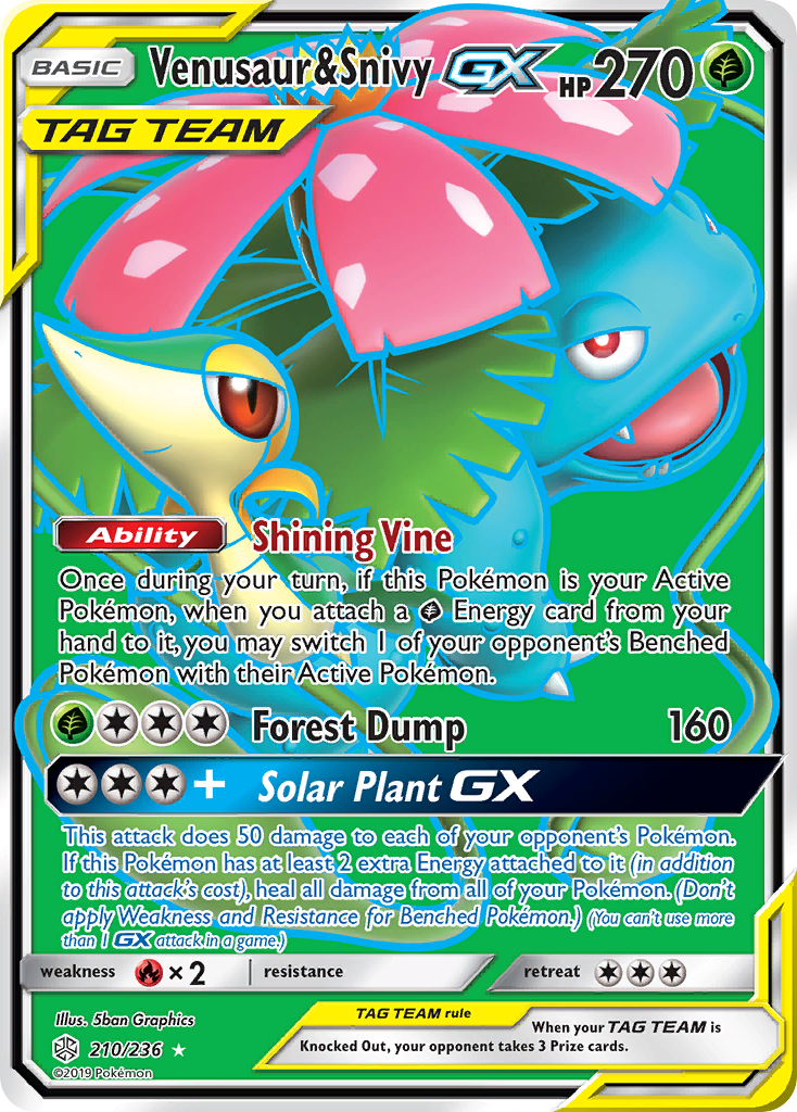 Venusaur & Snivy GX (210/236) [Sun & Moon: Cosmic Eclipse] | Pegasus Games WI