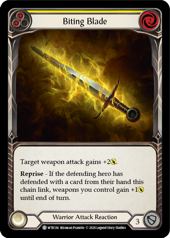 Biting Blade (Yellow) [WTR136] Unlimited Rainbow Foil | Pegasus Games WI