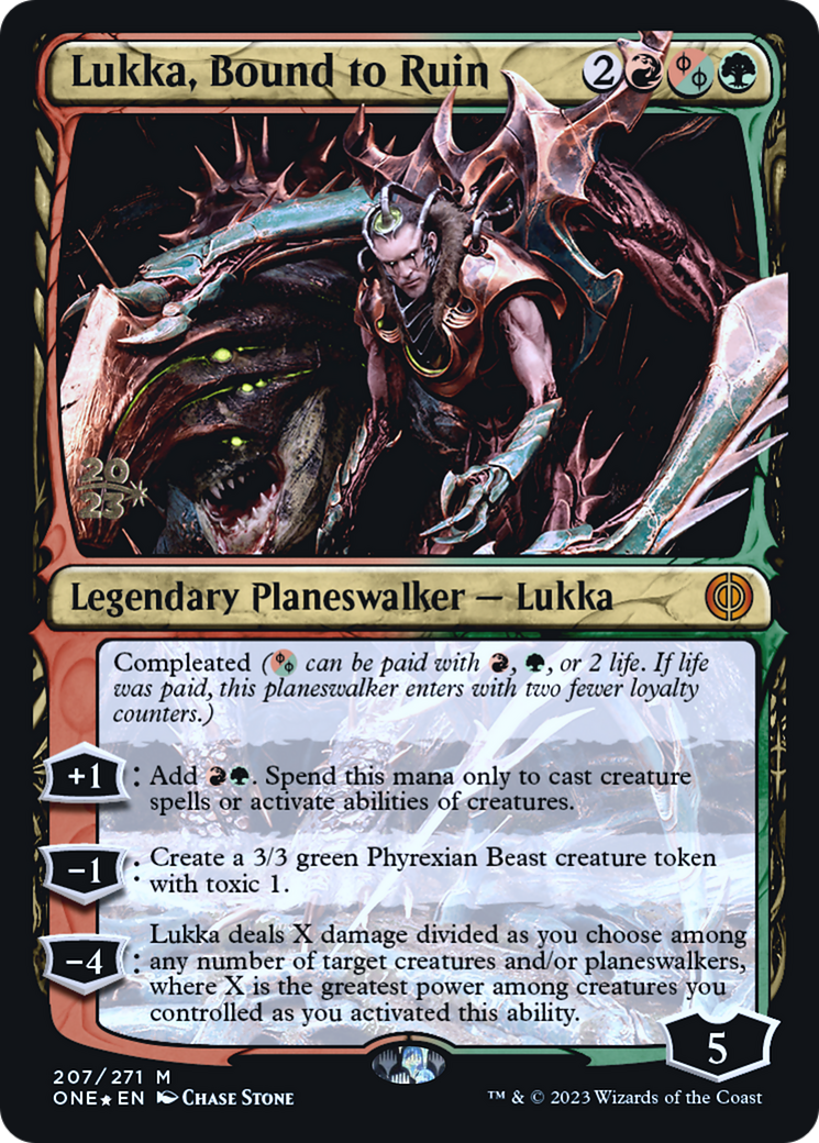 Lukka, Bound to Ruin [Phyrexia: All Will Be One Prerelease Promos] | Pegasus Games WI