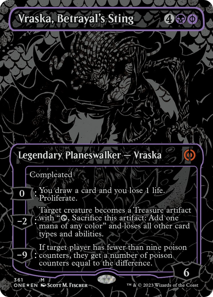 Vraska, Betrayal's Sting (Oil Slick Raised Foil) [Phyrexia: All Will Be One] | Pegasus Games WI