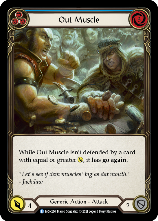 Out Muscle (Blue) (Rainbow Foil) [MON250-RF] 1st Edition Rainbow Foil | Pegasus Games WI