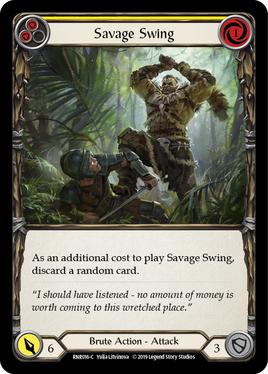 Savage Swing (Yellow) [RNR016-C] (Rhinar Hero Deck)  1st Edition Normal | Pegasus Games WI