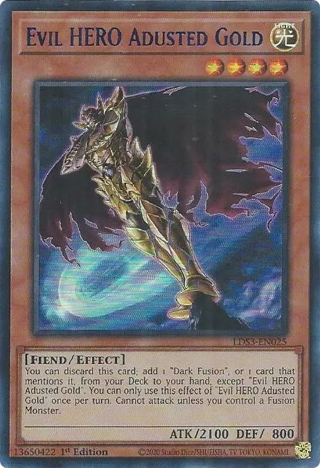 Evil HERO Adusted Gold (Blue) [LDS3-EN025] Ultra Rare | Pegasus Games WI