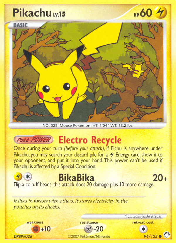 Pikachu (94/123) [Diamond & Pearl: Mysterious Treasures] | Pegasus Games WI