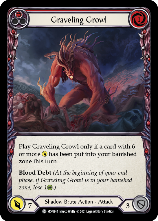 Graveling Growl (Red) (Rainbow Foil) [MON144-RF] 1st Edition Rainbow Foil | Pegasus Games WI