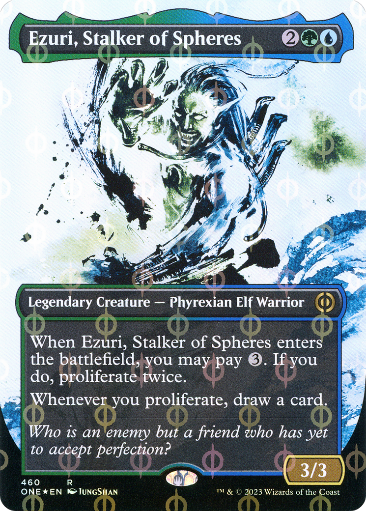 Ezuri, Stalker of Spheres (Borderless Ichor Step-and-Compleat Foil) [Phyrexia: All Will Be One] | Pegasus Games WI