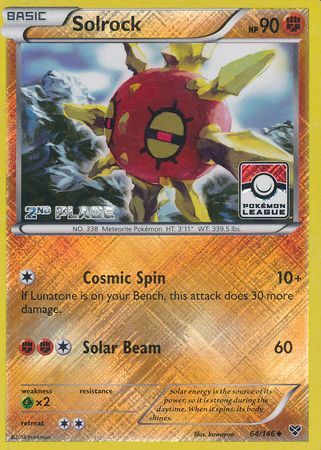 Solrock (64/146) (2nd Place League Challenge Promo) [XY: Base Set] | Pegasus Games WI