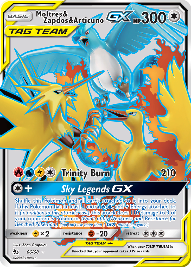 Moltres & Zapdos & Articuno GX (66/68) [Sun & Moon: Hidden Fates] | Pegasus Games WI