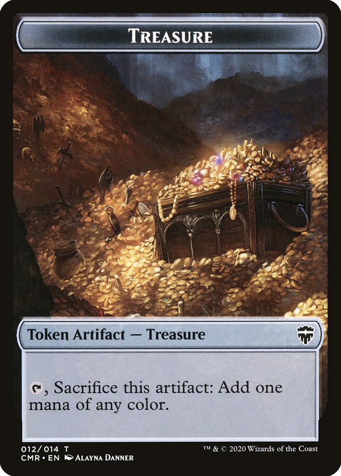 Treasure // Zombie Double-Sided Token [Commander Legends Tokens] | Pegasus Games WI