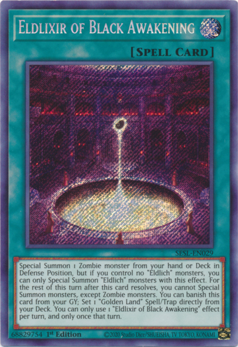 Eldlixir of Black Awakening [SESL-EN029] Secret Rare | Pegasus Games WI