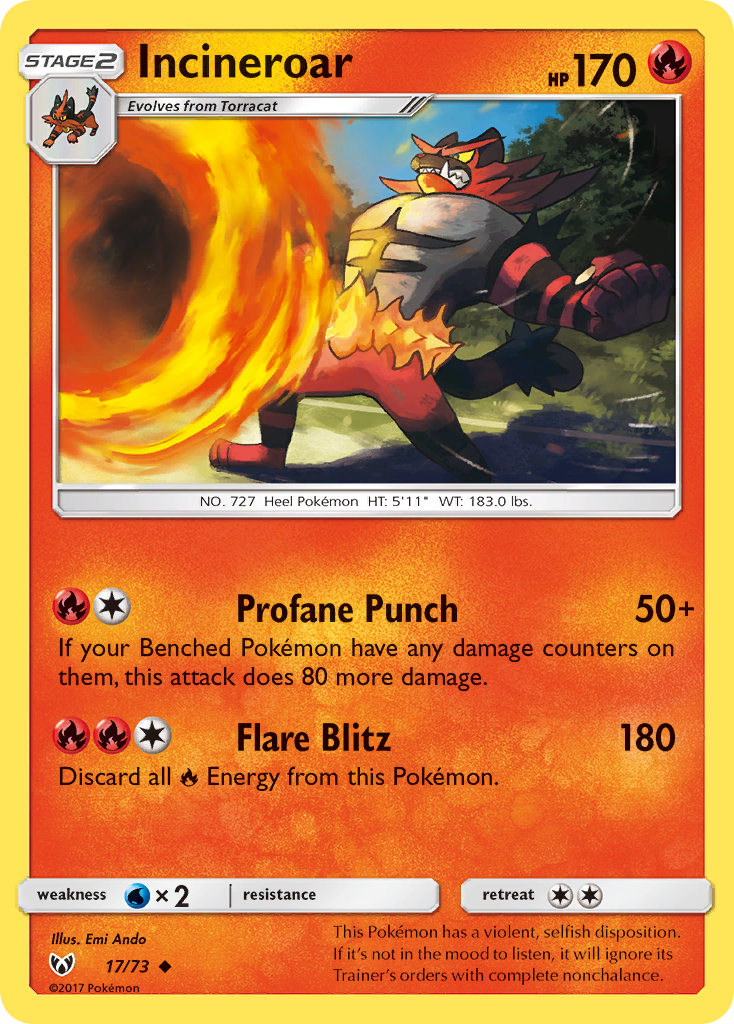 Incineroar (17/73) [Sun & Moon: Shining Legends] | Pegasus Games WI