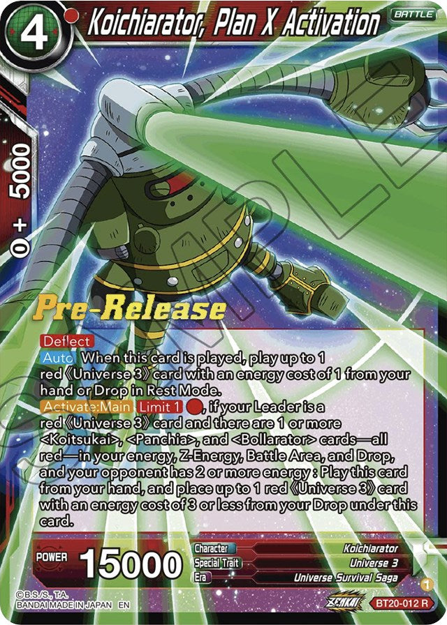 Koichiarator, Plan X Activation (BT20-012) [Power Absorbed Prerelease Promos] | Pegasus Games WI