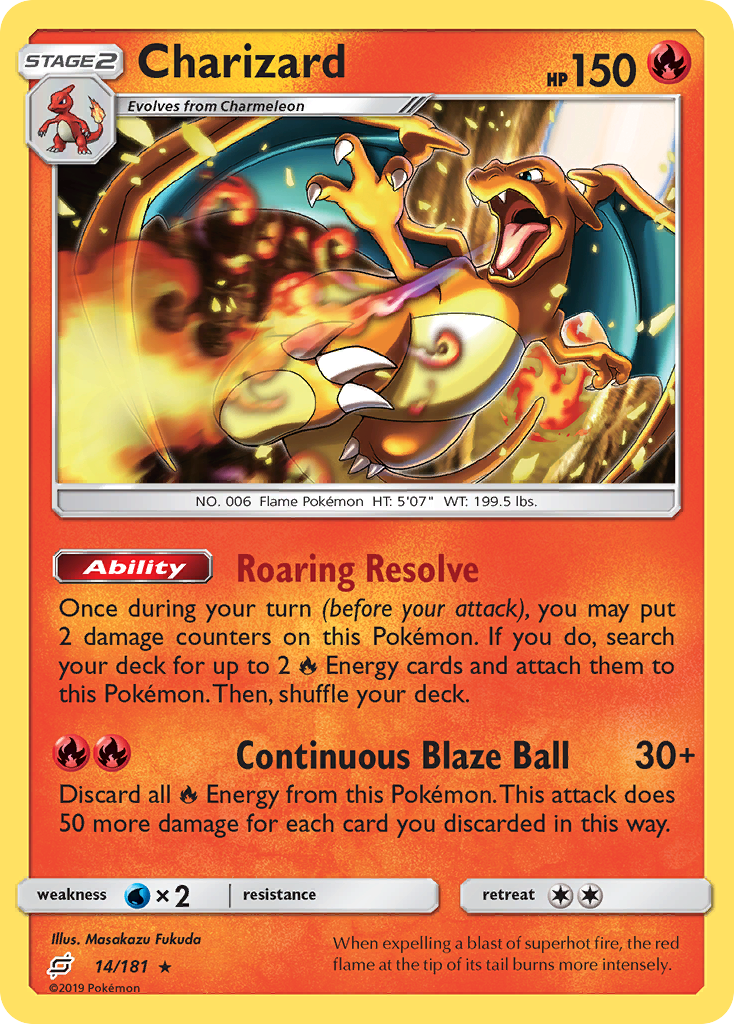 Charizard (14/181) (Cosmos Holo) [Sun & Moon: Team Up] | Pegasus Games WI