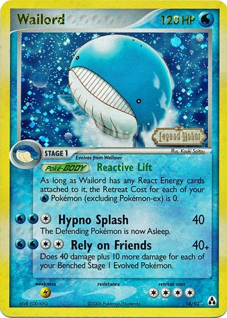 Wailord (14/92) (Stamped) [EX: Legend Maker] | Pegasus Games WI