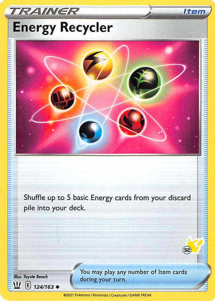 Energy Recycler (124/163) (Pikachu Stamp #32) [Battle Academy 2022] | Pegasus Games WI