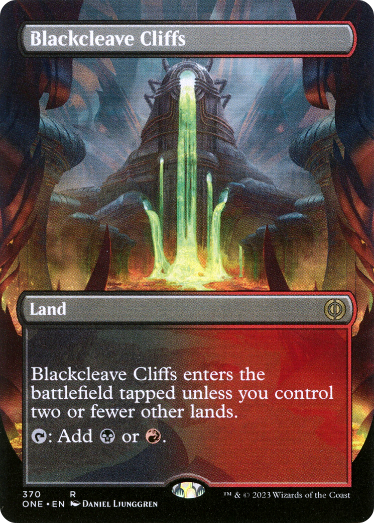 Blackcleave Cliffs (Borderless Alternate Art) [Phyrexia: All Will Be One] | Pegasus Games WI