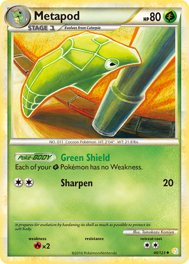 Metapod (46/123) [HeartGold & SoulSilver: Base Set] | Pegasus Games WI