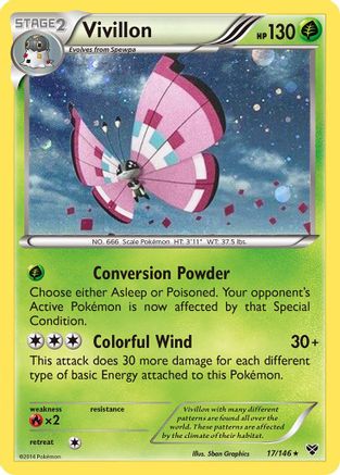 Vivillon (17/146) (Meadow Form/Pink Wings) (Cosmos Holo) [XY: Base Set] | Pegasus Games WI