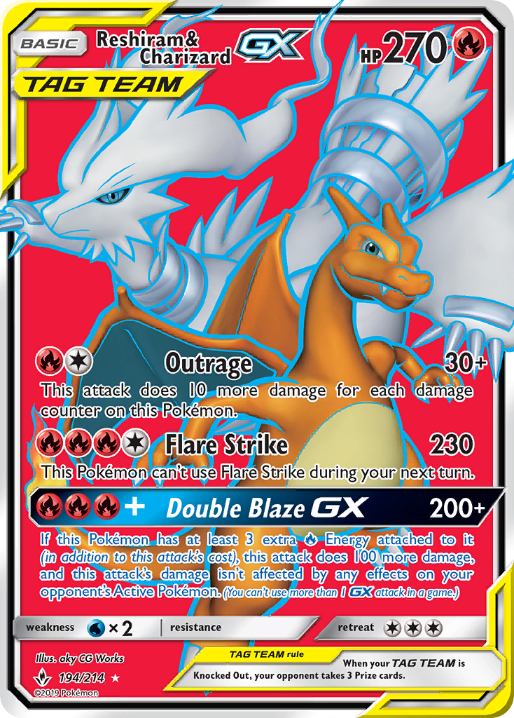 Reshiram & Charizard GX (194/214) [Sun & Moon: Unbroken Bonds] | Pegasus Games WI