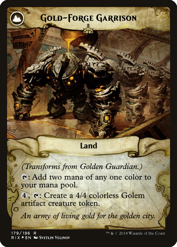 Golden Guardian // Gold-Forge Garrison [Rivals of Ixalan Prerelease Promos] | Pegasus Games WI