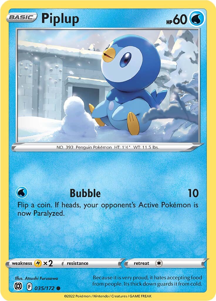 Piplup (035/172) [Sword & Shield: Brilliant Stars] | Pegasus Games WI