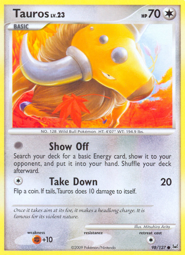 Tauros (98/127) [Platinum: Base Set] | Pegasus Games WI