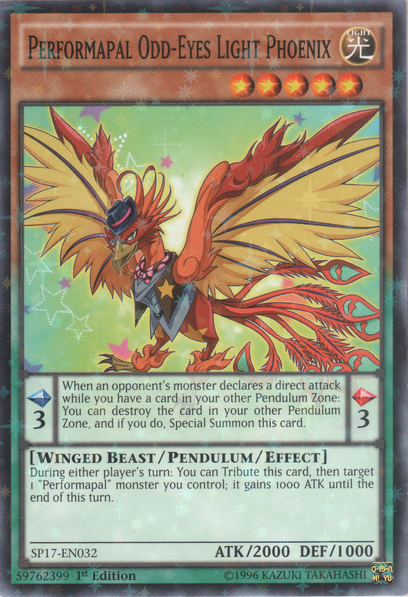 Performapal Odd-Eyes Light Phoenix (Starfoil) [SP17-EN032] Starfoil Rare | Pegasus Games WI