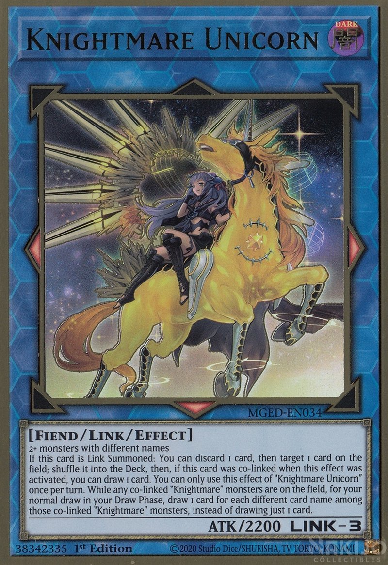 Knightmare Unicorn (Alternate Art) [MGED-EN034] Gold Rare | Pegasus Games WI