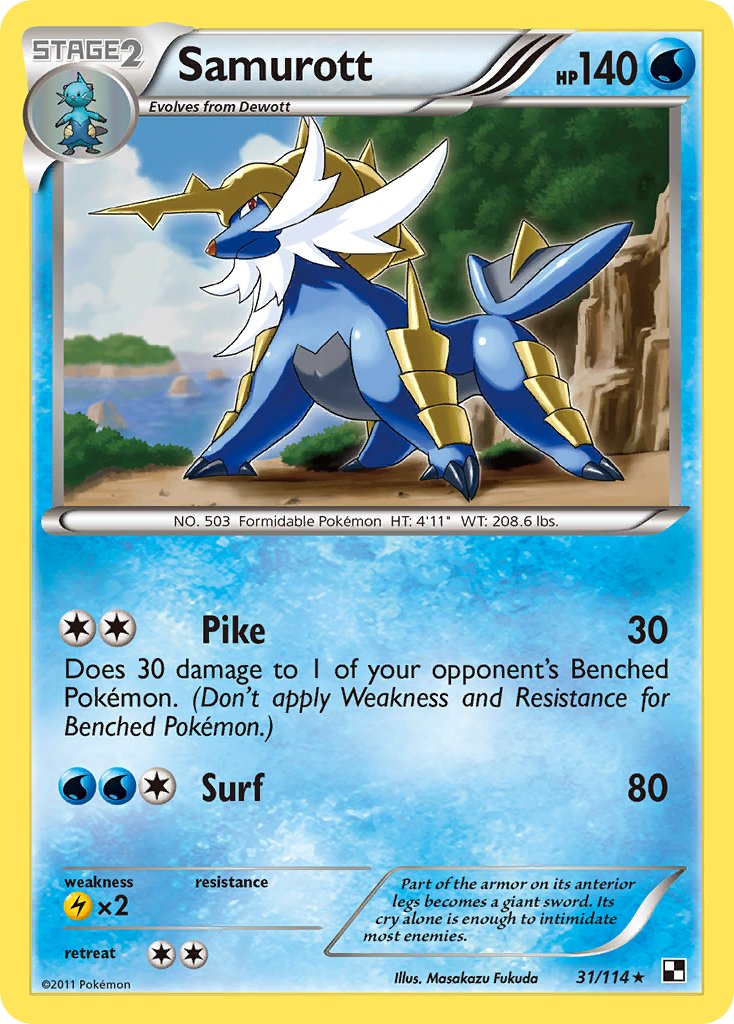 Samurott (31/114) (Theme Deck Exclusive) [Black & White: Base Set] | Pegasus Games WI