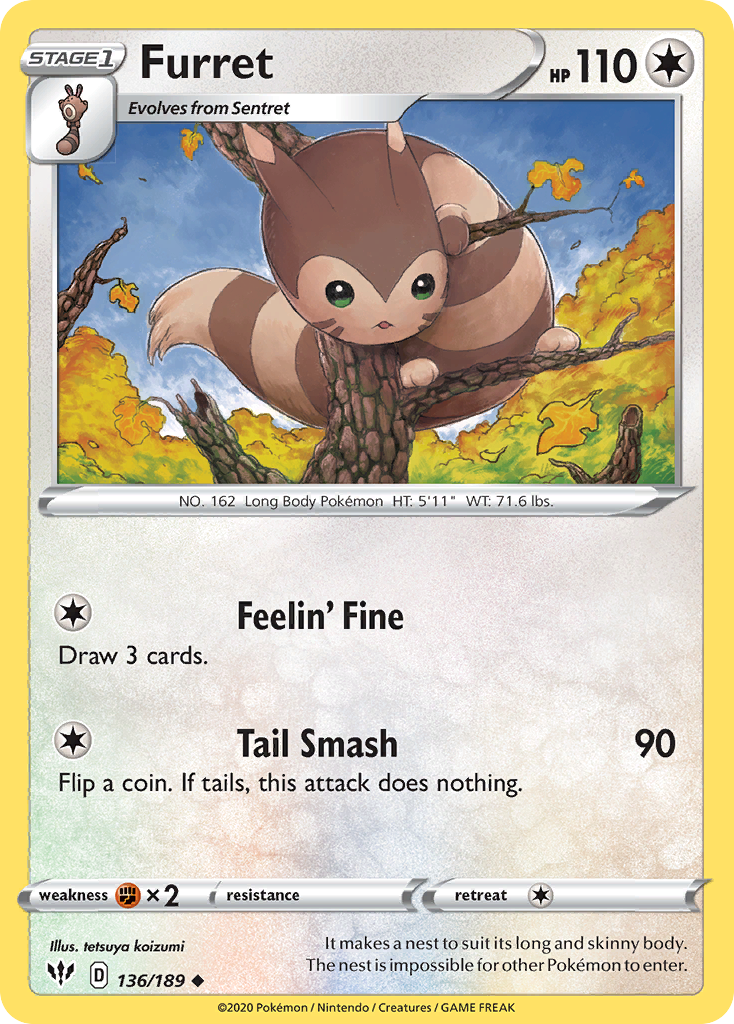 Furret (136/189) [Sword & Shield: Darkness Ablaze] | Pegasus Games WI