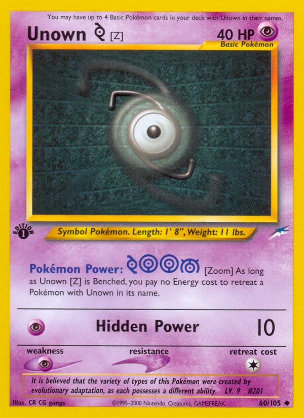 Unown [Z] (60/105) [Neo Destiny 1st Edition] | Pegasus Games WI