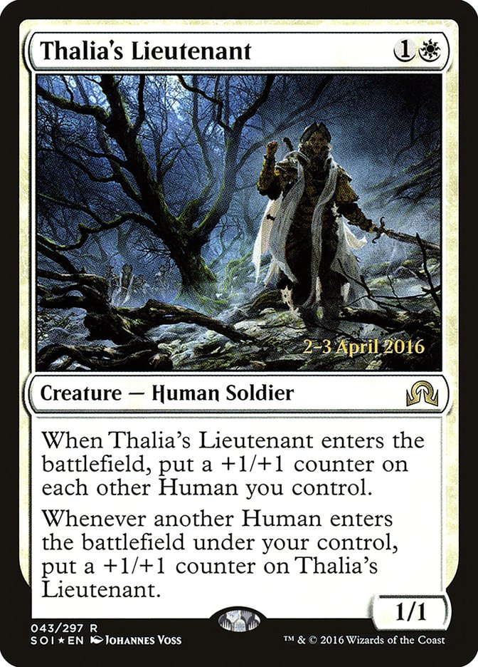 Thalia's Lieutenant [Shadows over Innistrad Prerelease Promos] | Pegasus Games WI