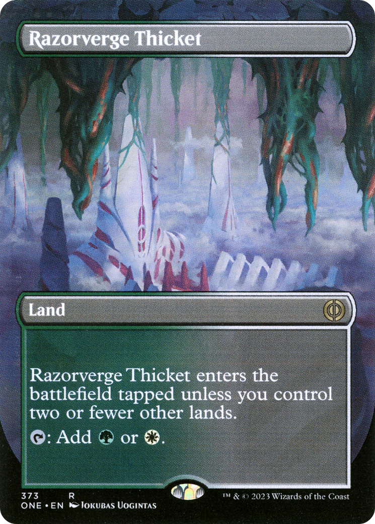 Razorverge Thicket (Borderless Alternate Art) [Phyrexia: All Will Be One] | Pegasus Games WI