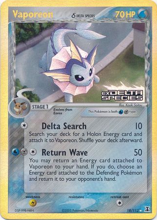 Vaporeon (18/113) (Delta Species) (Stamped) [EX: Delta Species] | Pegasus Games WI